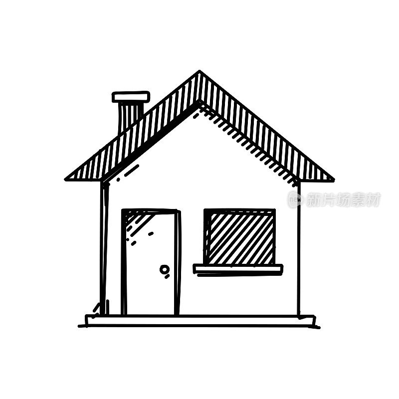 Home Line图标,草图设计,像素完美,可编辑的笔画。